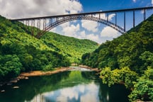 The New River Gorge Bridge, seen from Fayette Station Road, at the New River Gorge National River, West Virginia..jpeg